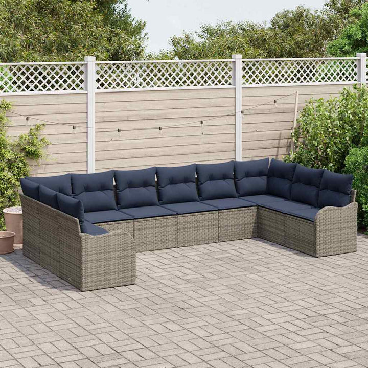 Sofa Sæt 10 stk. Grå Polyester
