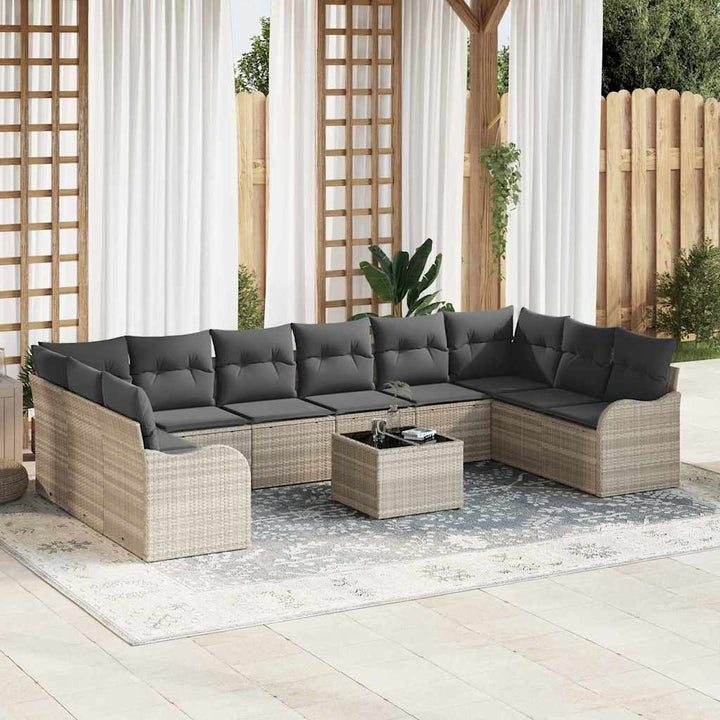 Havesofa Sæt Lysegrå 55 x 55 x 37 cm polyrattan