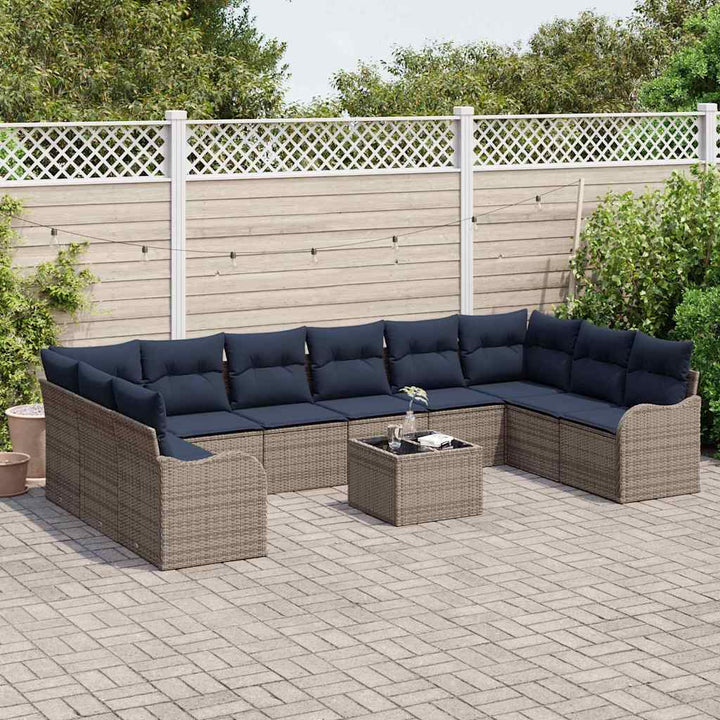 Sofa Sæt 11 stk. Grå Polyester