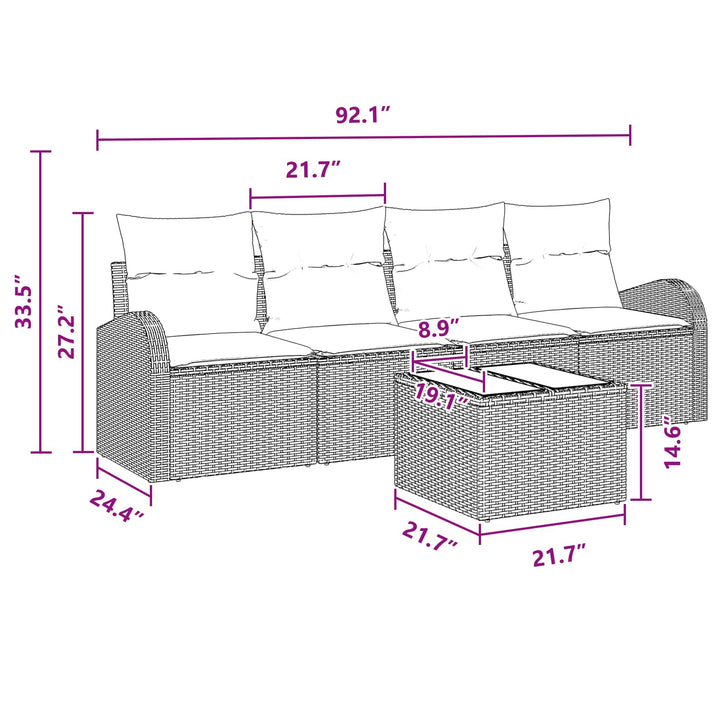 Havesofa Sæt Brun 55 x 55 x 37 cm polyrattan