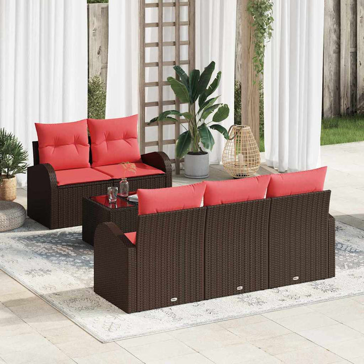 Sofa Sæt med pude 6 pcs Brun Polyester
