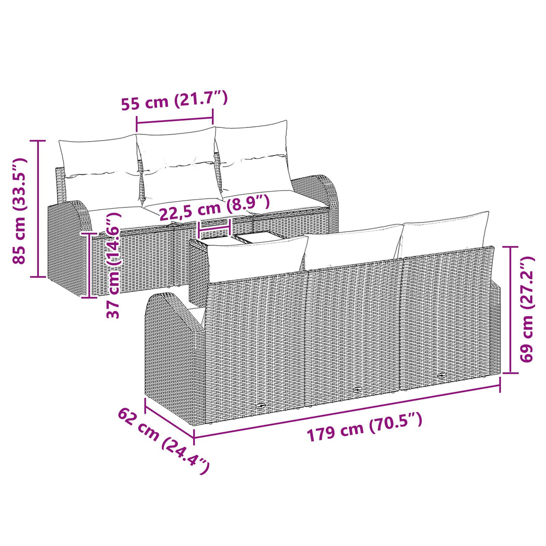 Havesofa Sæt Brun 55 x 55 x 37 cm polyrattan