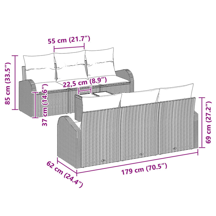 Havesofa Sæt Brun 55 x 55 x 37 cm polyrattan