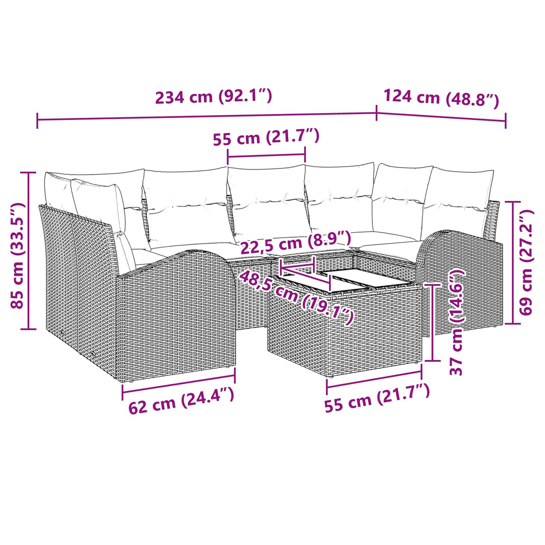 Havesofa Sæt Brun 55 x 55 x 37 cm polyrattan