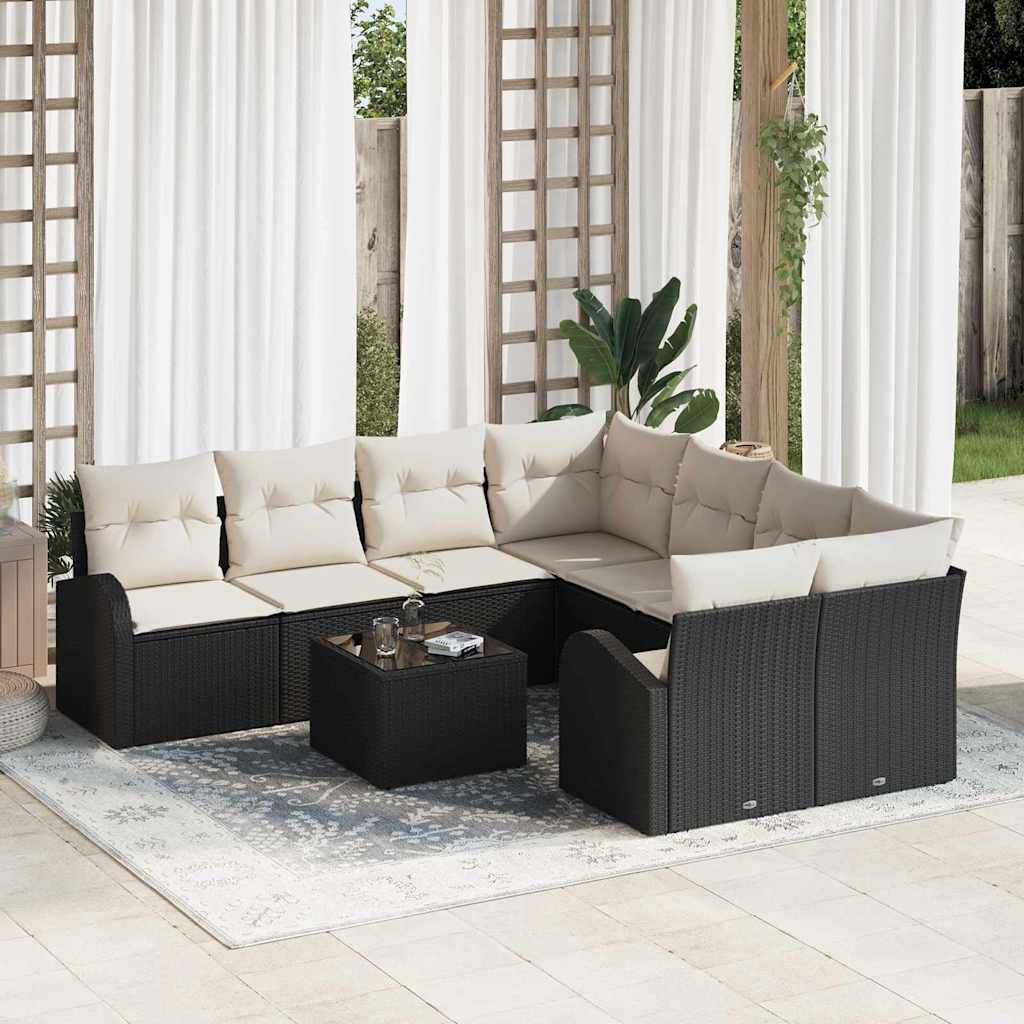 Havesofa Sæt Sort 55 x 55 x 37 cm polyrattan