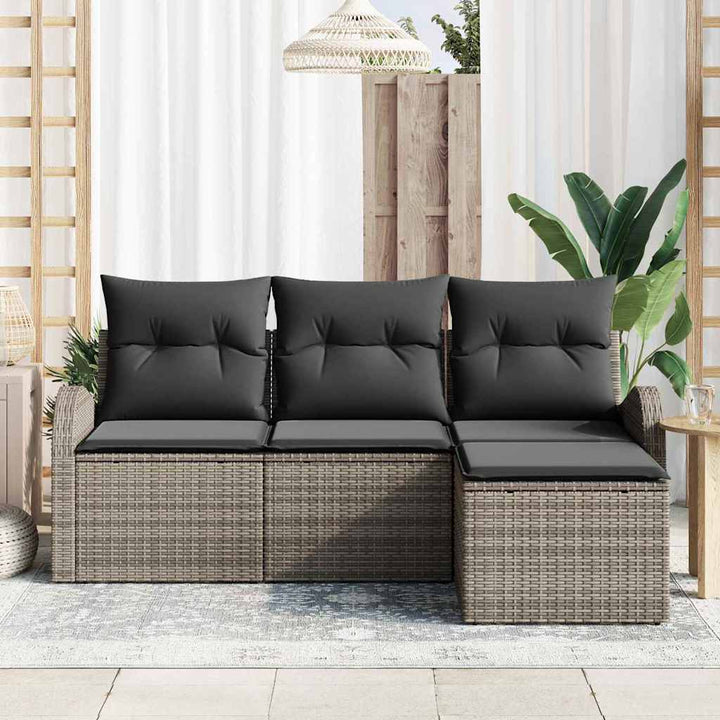Havesofa Sæt Grå polyrattan