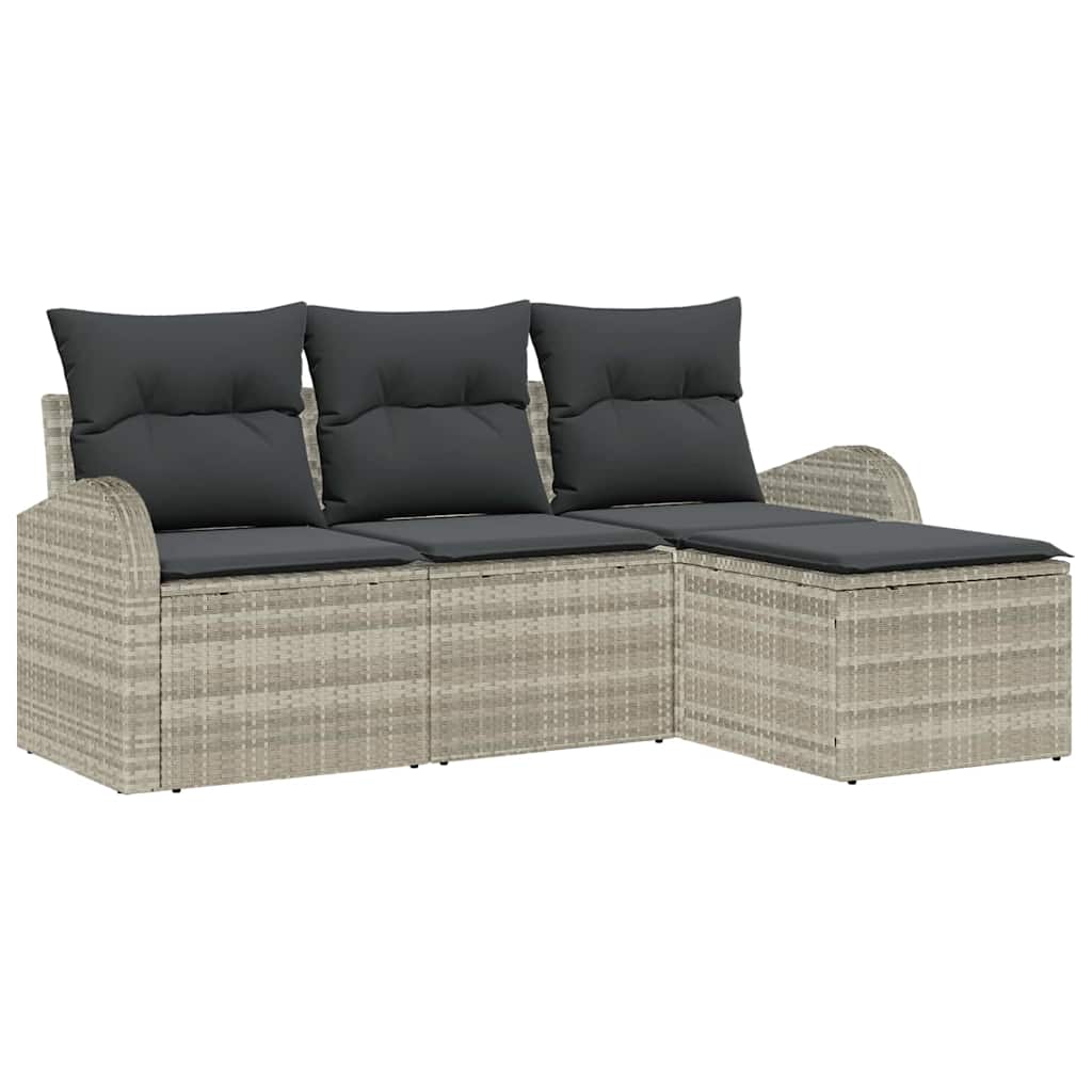 Havesofa Sæt Lysegrå polyrattan