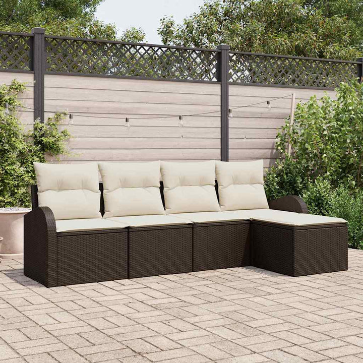 Havesofa Sæt 5 pcs Brun polyrattan