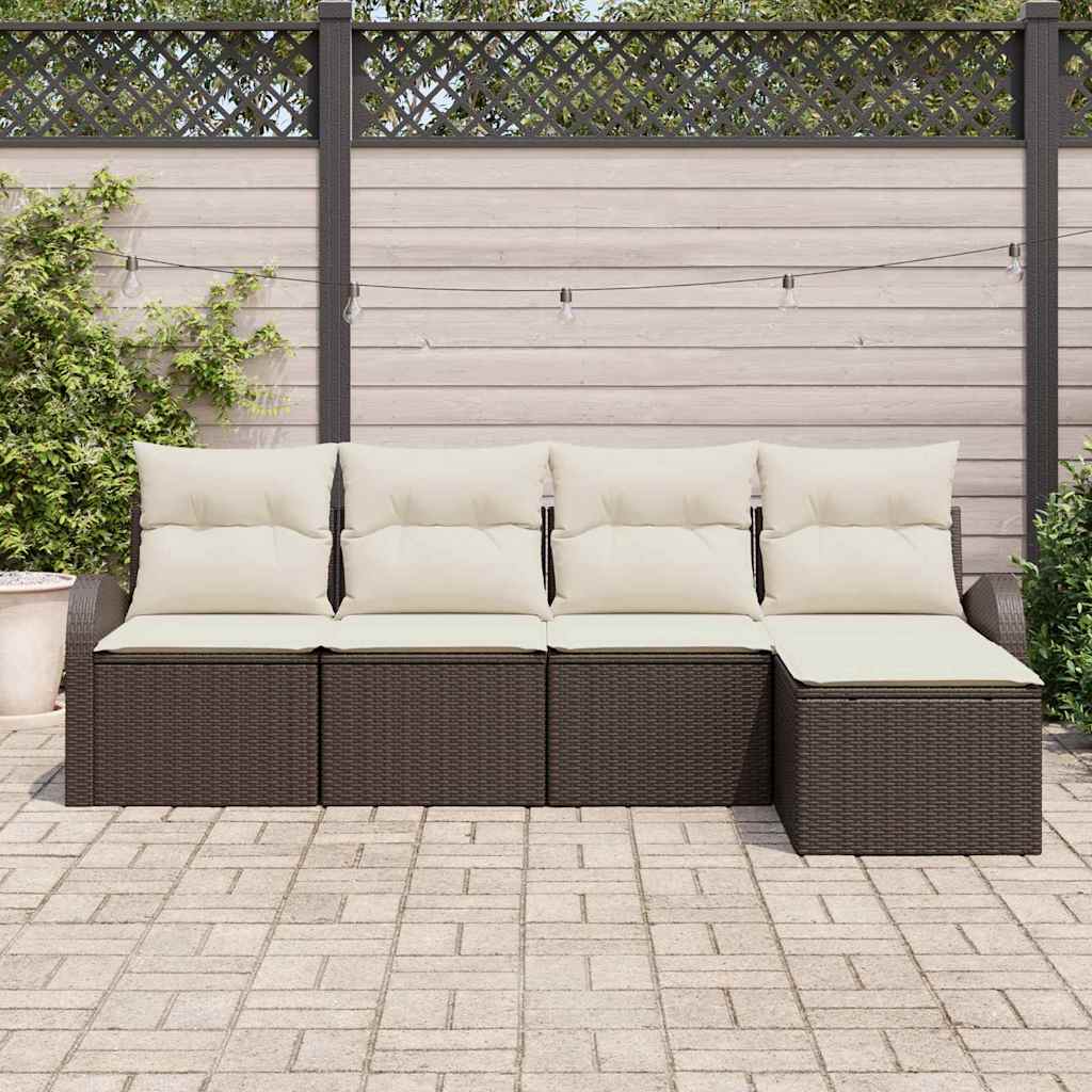 Havesofa Sæt 5 pcs Brun polyrattan