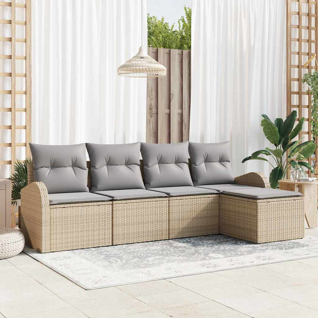 Havesofa Sæt 5 pcs Beige polyrattan