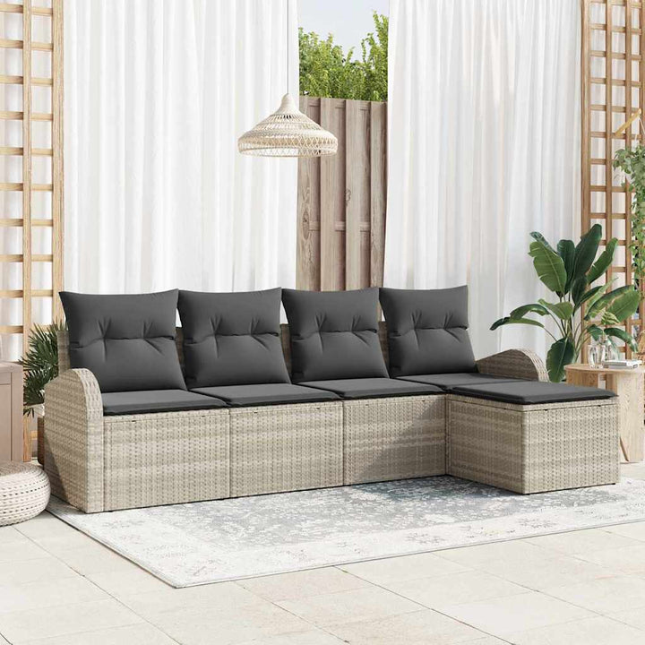 Havesofa Sæt 5 pcs Lysegrå polyrattan