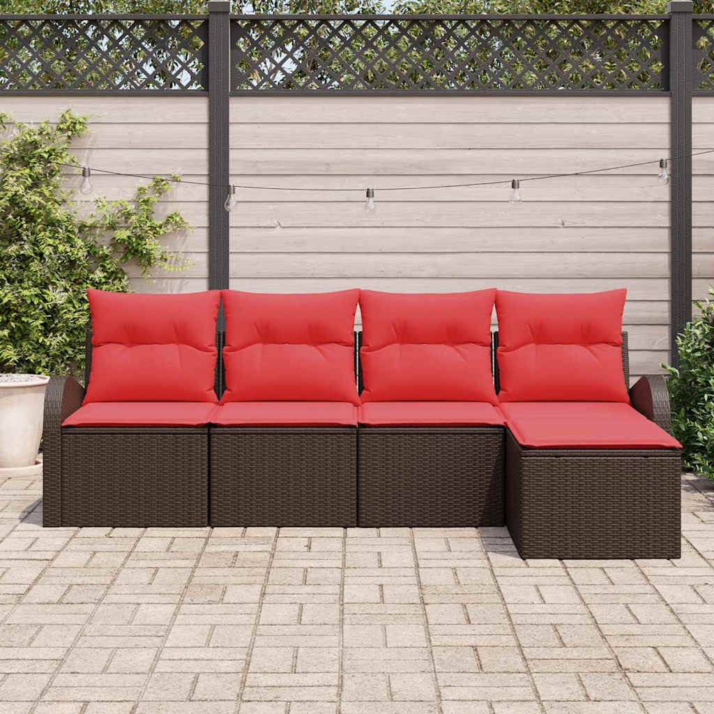 Havesofa Sæt 5 pcs Brun polyrattan