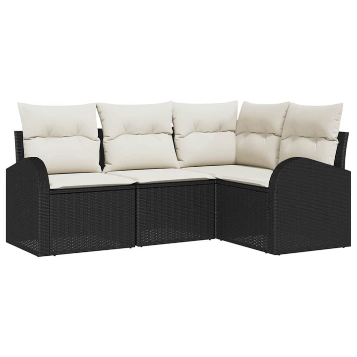 Havesofa Sæt 4 stk. Sort polyrattan