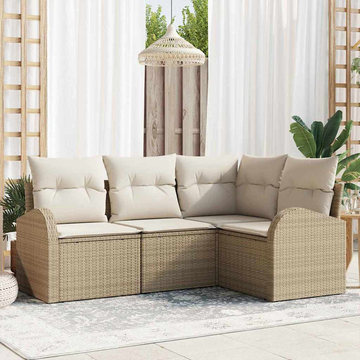 Havesofa Sæt 4 pcs Beige polyrattan
