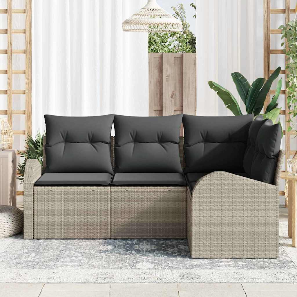 Havesofa Sæt 4 pcs Lysegrå polyrattan
