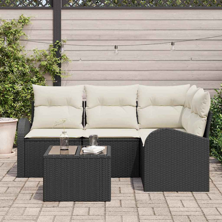 Havesofa Sæt 5 stk. Sort polyrattan