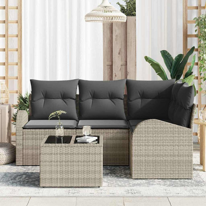 Havesofa Sæt 5 stk. Lysegrå polyrattan