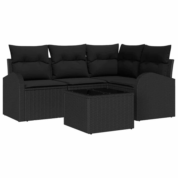 Havesofa Sæt 5 pcs Sort polyrattan