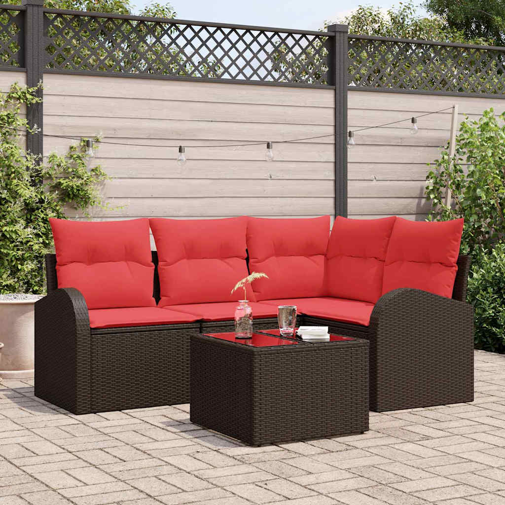 Havesofa Sæt 5 pcs Brun polyrattan