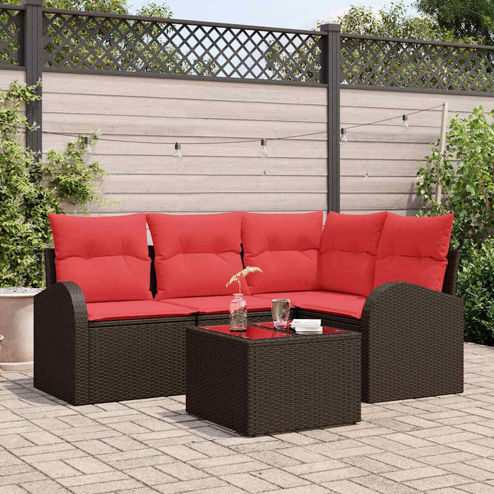 Havesofa Sæt 5 pcs Brun polyrattan