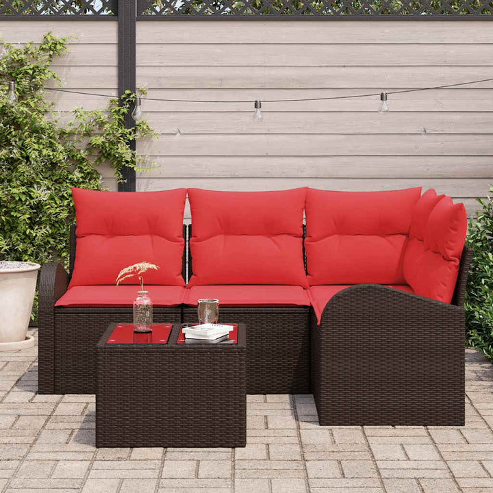Havesofa Sæt 5 pcs Brun polyrattan