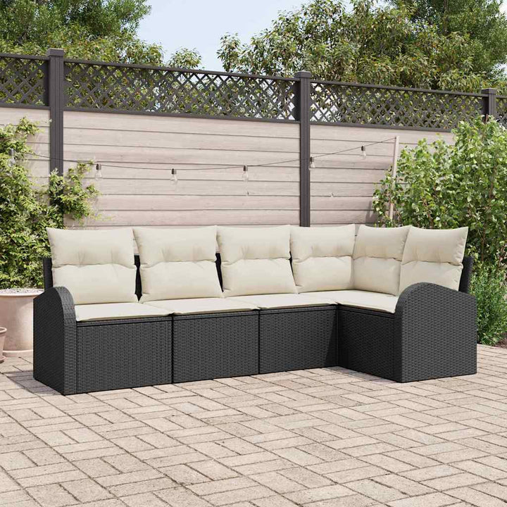 Sofa Sæt 5 stk. Sort Polyester