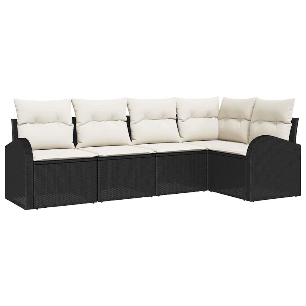 Sofa Sæt 5 stk. Sort Polyester