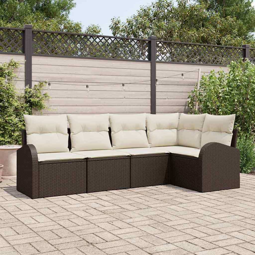 Sofa Sæt med pude 5 pcs Brun Polyester
