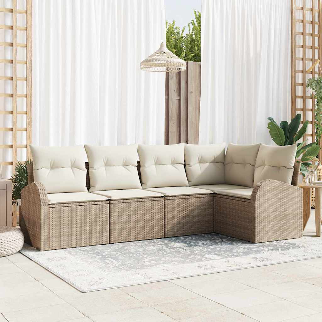 Sofa Sæt med pude 5 pcs Beige Polyester