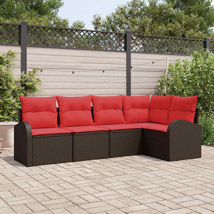 Havesofa Sæt 5 pcs Brun polyrattan