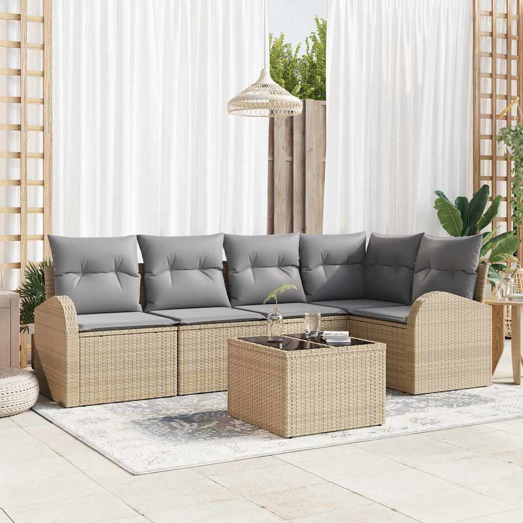 Sofa Sæt med pude 6 pcs Beige Polyester