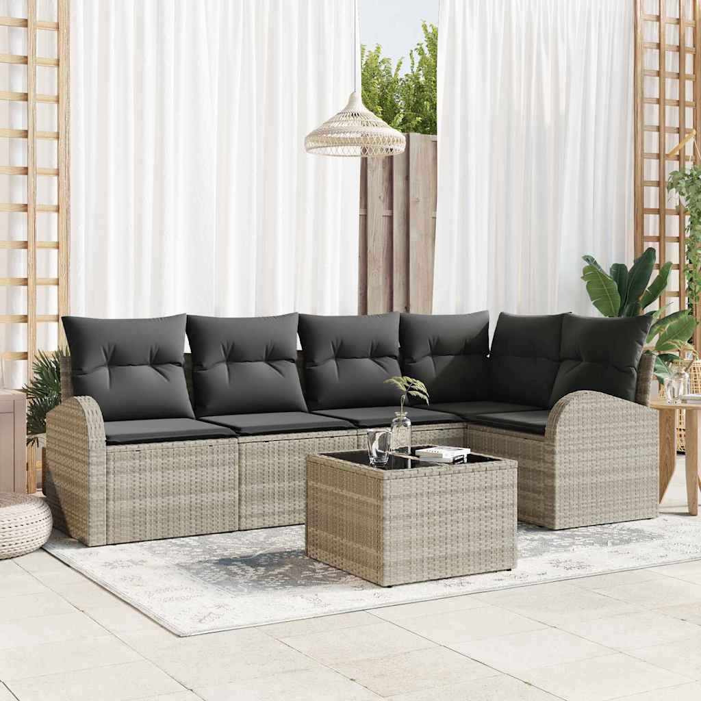 Sofa Sæt med pude 6 pcs Lysegrå Polyester