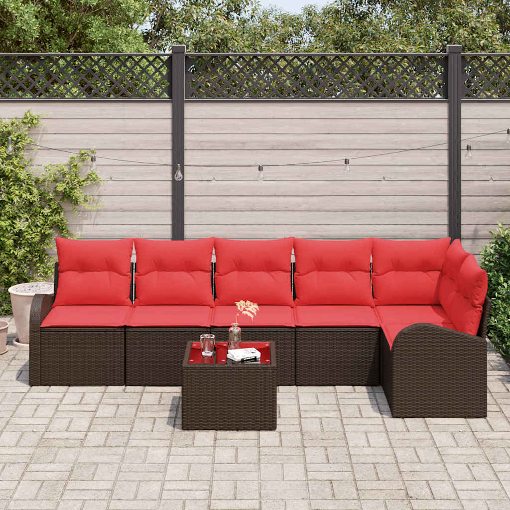 Havesofa Sæt 7 pcs Brun polyrattan