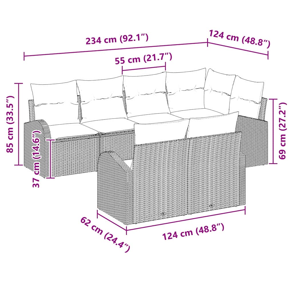 Havesofa Sæt Sort polyrattan