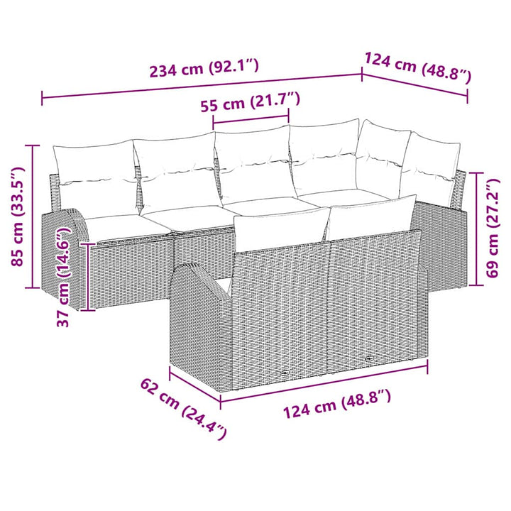 Havesofa Sæt Sort polyrattan