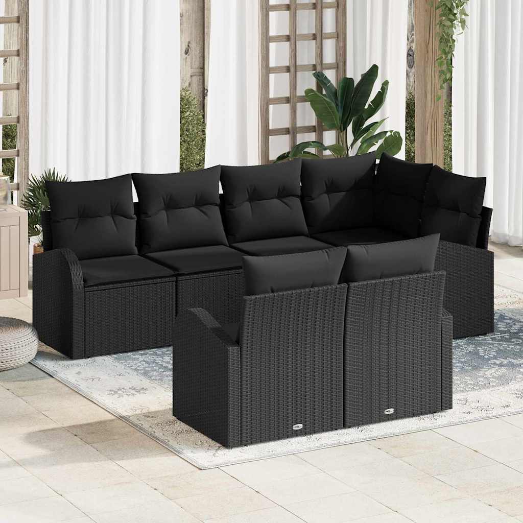 Havesofa Sæt Sort polyrattan