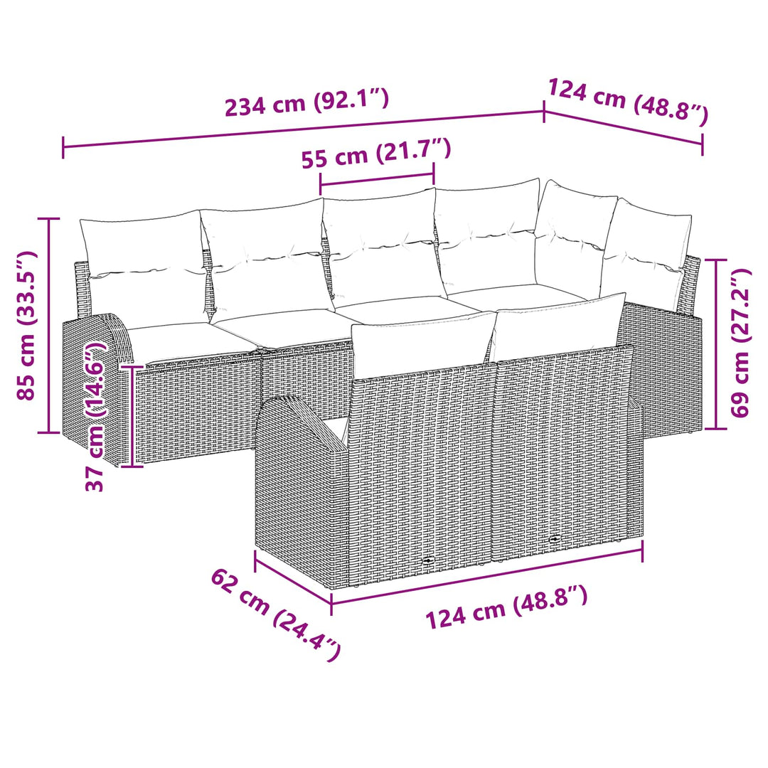 Havesofa Sæt Brun polyrattan