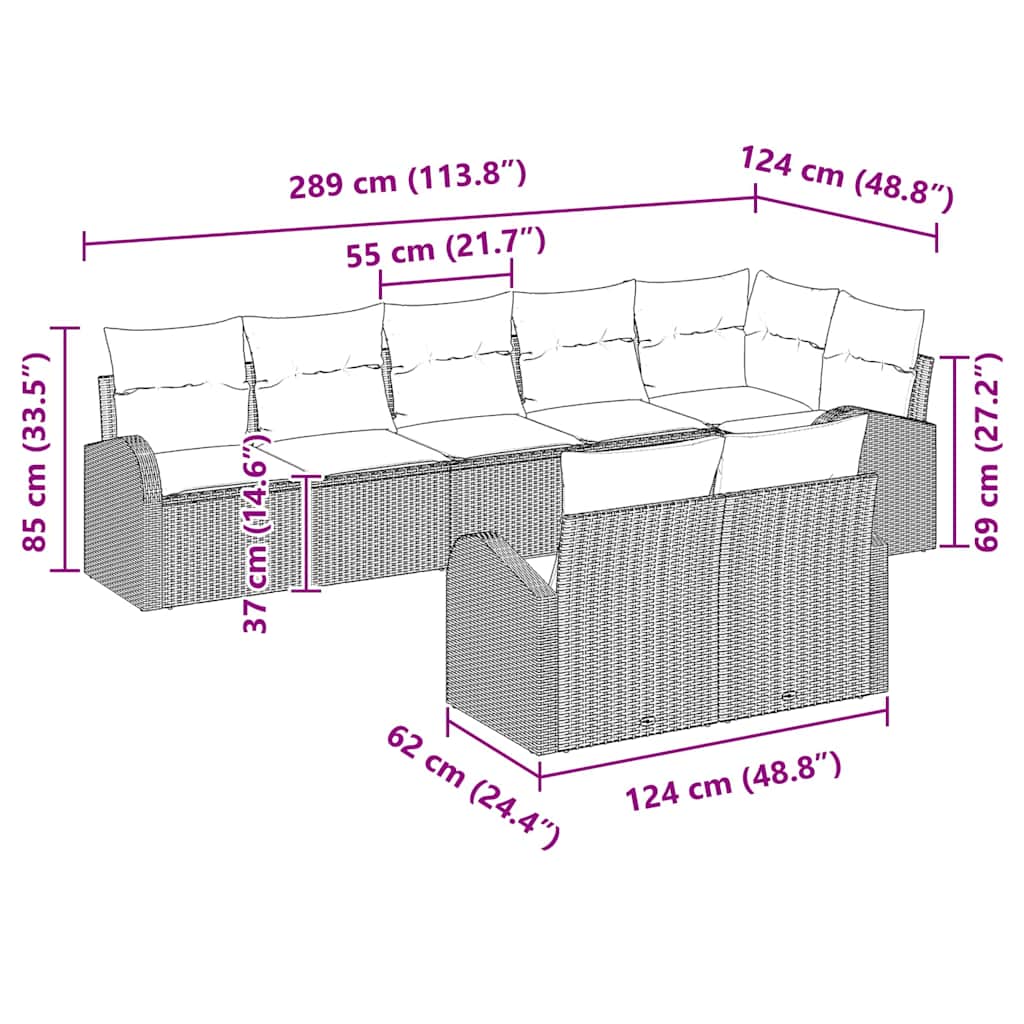 Havesofa Sæt 8 pcs polyrattan