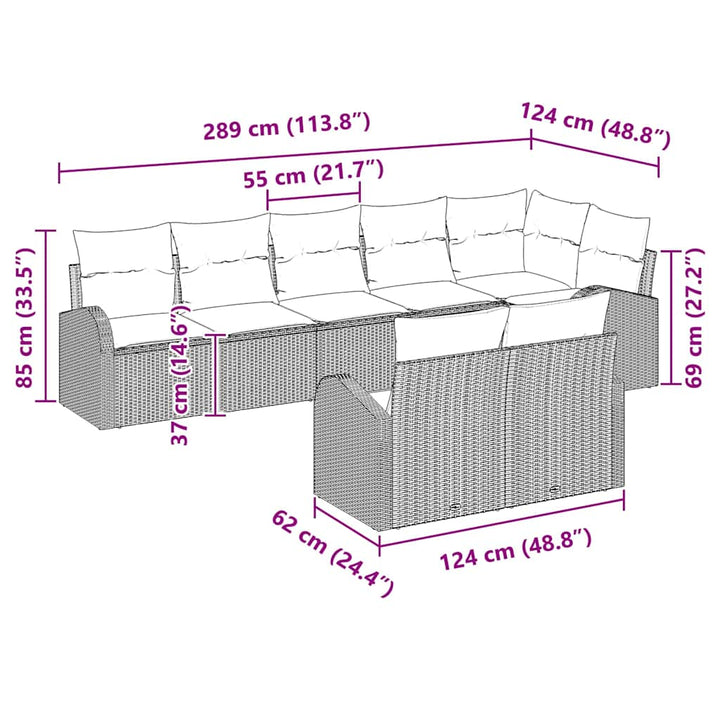 Havesofa Sæt 8 pcs polyrattan