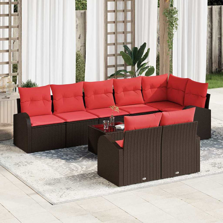 Havesofa Sæt 9 pcs Brun polyrattan