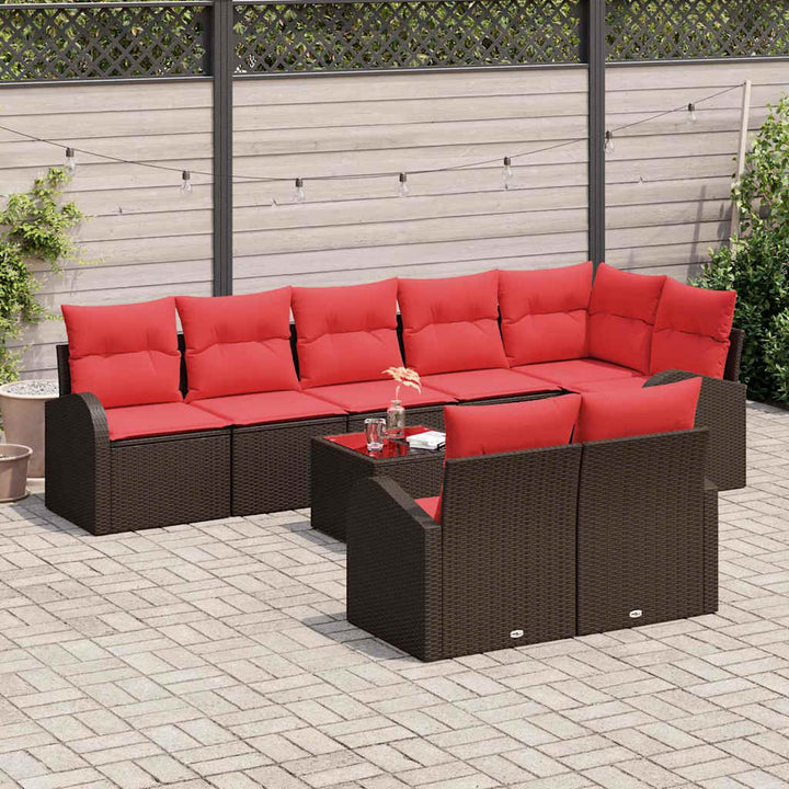 Havesofa Sæt 9 pcs Brun polyrattan