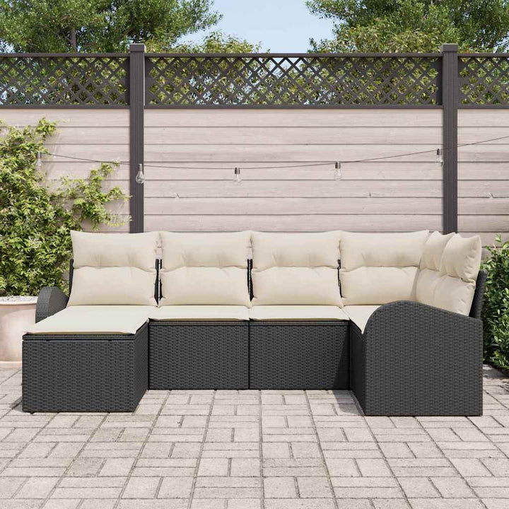 Havesofa Sæt 6 stk. Sort polyrattan