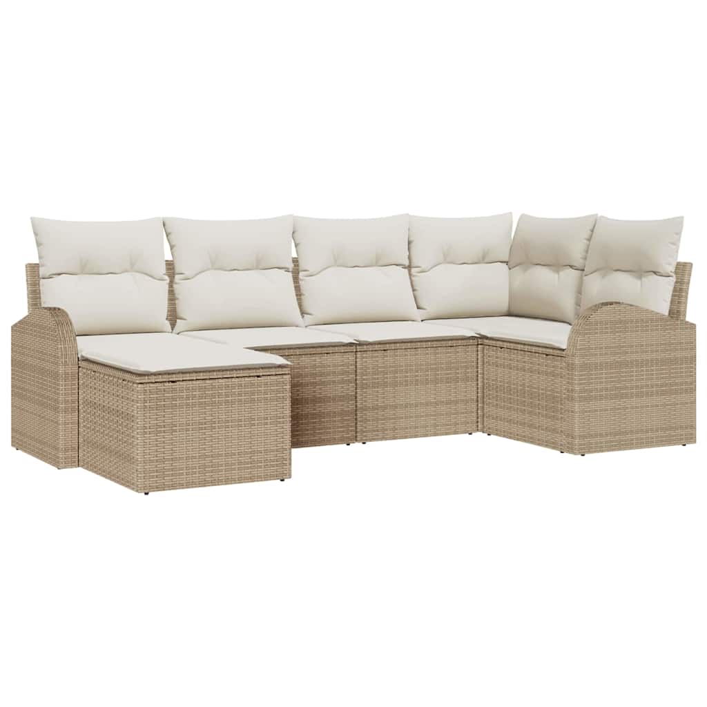 Havesofa Sæt 6 pcs Beige polyrattan