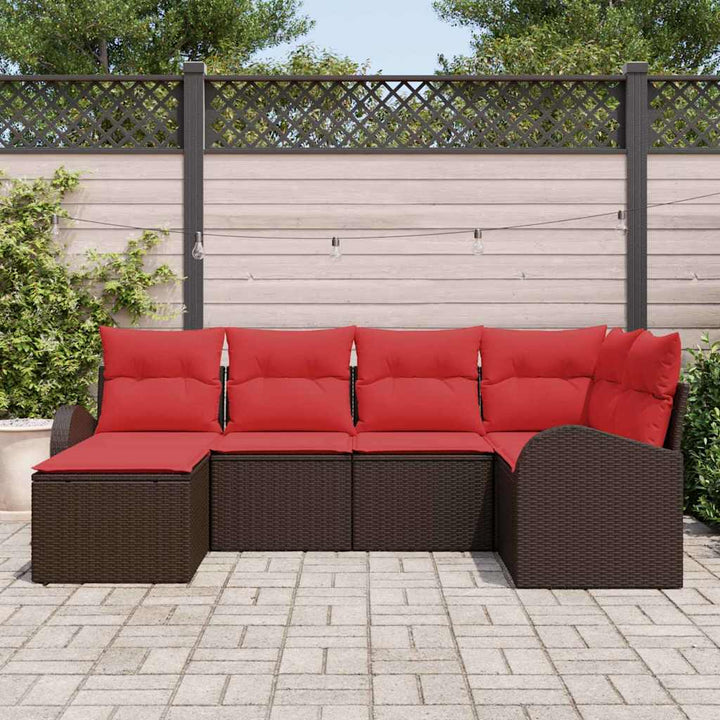 Havesofa Sæt med pude 6 pcs Brun Poly Rattan