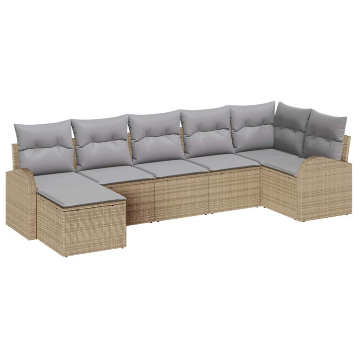 Havesofa Sæt med pude 7 pcs Beige Poly rattan