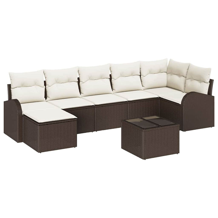 Havesofa Sæt med pude 8 pcs Brun Poly rattan