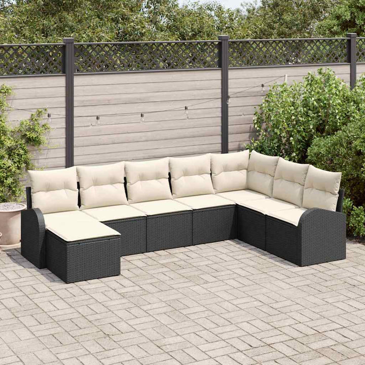 Havesofa Sæt 8 stk. Sort [Syntetisk]: Poly Rattan