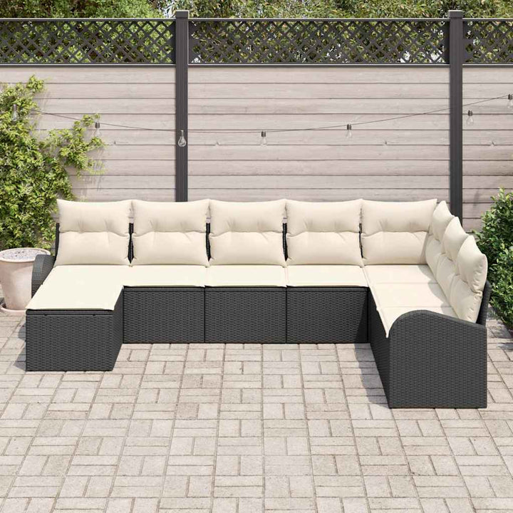 Havesofa Sæt 8 stk. Sort [Syntetisk]: Poly Rattan