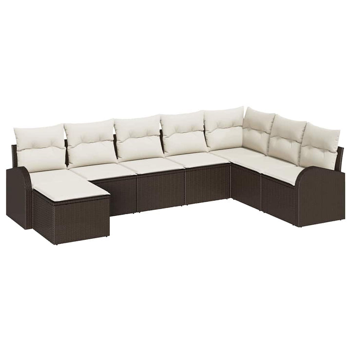 Havesofa Sæt med pude 8 pcs Brun Poly rattan