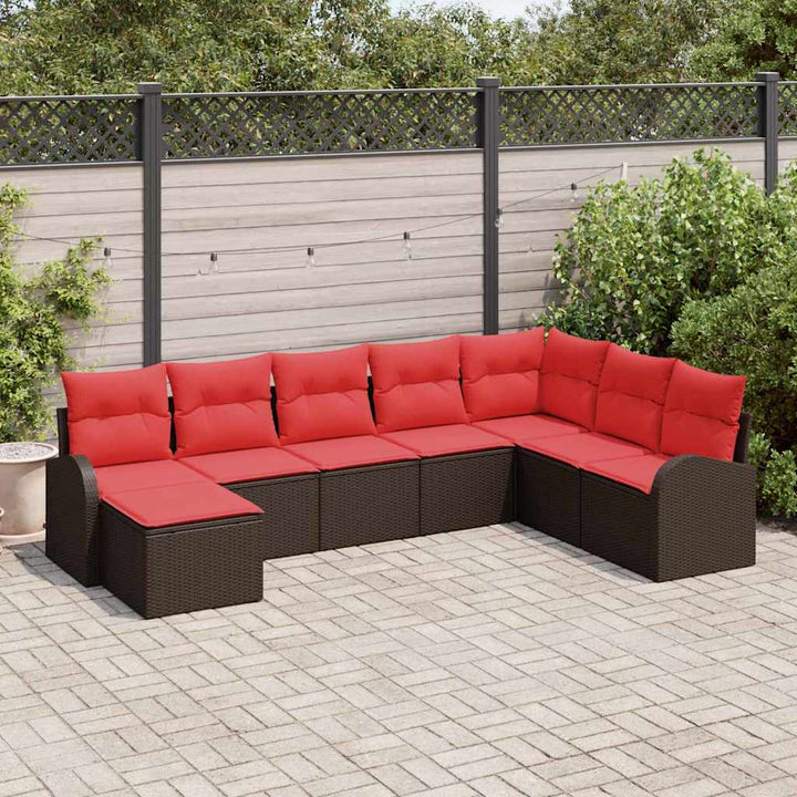 Havesofa Sæt 8 pcs Brun Poly rattan